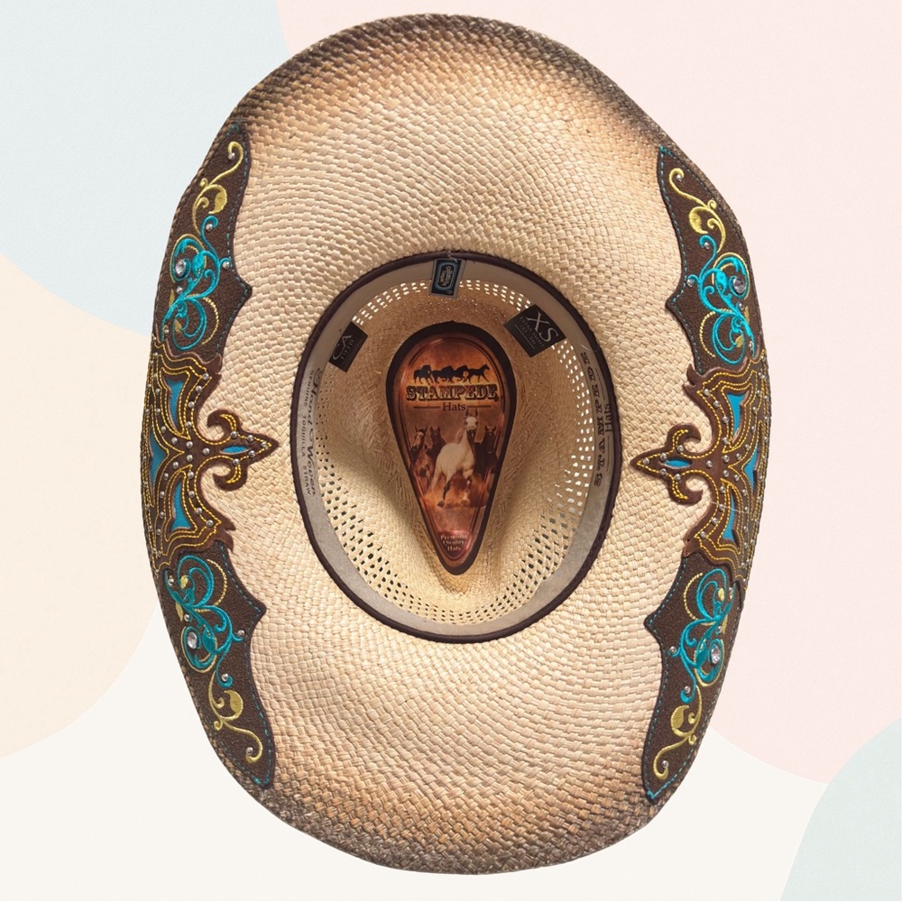 Stampede Hat Hand Woven Toquilla Straw with Turquoise Accents